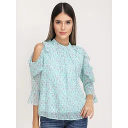 JAKANARY Women Floral Print Cold-Shoulder Georgette Top-picture-20