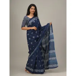 JALTHER Floral Printed Pure Cotton Block Print Saree-picture-18