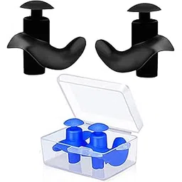 james international Silicone Earplugs for Swimming Bathing and Sleeping, Professional Noise Reduction Reusable Silicone Swim Earplugs for Adult Swimmers Children Diving (2 Pair) (Black-Blue)-picture-35
