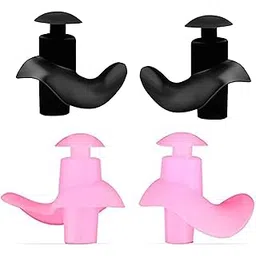 james international Silicone Earplugs for Swimming Bathing and Sleeping, Professional Noise Reduction Reusable Silicone Swim Earplugs for Adult Swimmers Children Diving (2 Pair) (Black-Pink)-picture-34