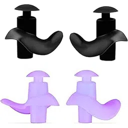 james international Silicone Earplugs for Swimming Bathing and Sleeping, Professional Noise Reduction Reusable Silicone Swim Earplugs for Adult Swimmers Children Diving (2 Pair) (Black-Purple)-picture-32