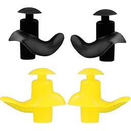 james international Silicone Earplugs for Swimming Bathing and Sleeping, Professional Noise Reduction Reusable Silicone Swim Earplugs for Adult Swimmers Children Diving (2 Pair) (Black-Yellow)-picture-33