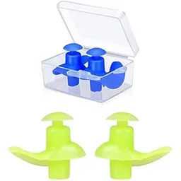 james international Silicone Earplugs for Swimming Bathing and Sleeping, Professional Noise Reduction Reusable Silicone Swim Earplugs for Adult Swimmers Children Diving (2 Pair) (Green-Blue)-picture-31