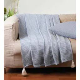jamio firati Blue Solid Cotton 50x60 Inches Sofa Throw-picture-40