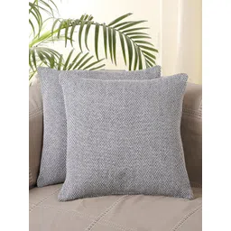 Jamio Firati Plain Black & White Zigzag Desgin 100% Cotton Set of 2 Cushion Covers-picture-30