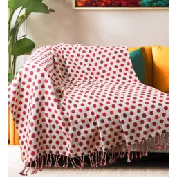 jamio firati Red Cotton Geometric 80x60 Inches Sofa Throw-picture-38