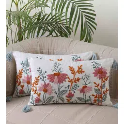 jamio firati Red Floral Cotton 20 x 12 Inches Cushion Covers (Set of 2)-picture-40