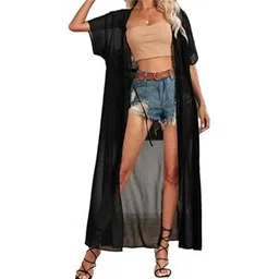 janak 'n' masaaya DN- 515- Free Size Long georgette shrug short sleeve - black- 48 inches-picture-13