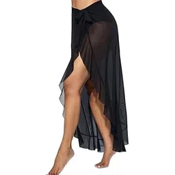 janak 'n' masaaya DN- 527- Beach Black Flared Ruffled wraparon Skirt- 42 inches-picture-14