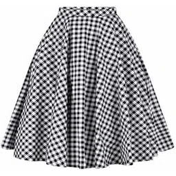 janak 'n' masaaya Girls Cotton Blend Check Fabric Knee Length Skirt 108 Black, Free Size-picture-55