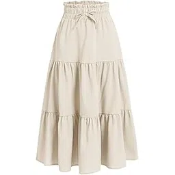 janak 'n' masaaya Ruffled Midi Skirt, Crepe Fabric, Elastic Waistband-picture-50