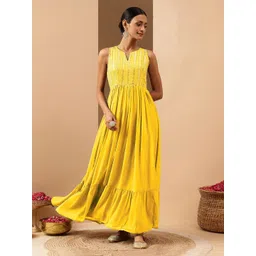 Janasya Embellished Keyhole Neck Georgette A-Line Maxi Dress-picture-41