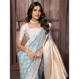 Janasya Ethnic Motifs Woven Design Woven Saree with Unstitched Blouse Piece-picture-16