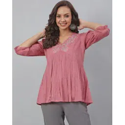 janasya Floral Embroidered V-Neck Top-picture-48