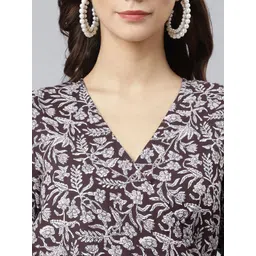 Janasya Floral Print Fit & Flare Midi Dress image 5