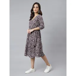 Janasya Floral Print Fit & Flare Midi Dress image 2