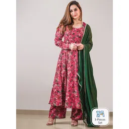 Janasya Floral Printed Kurta with Palazzo and Dupatta-picture-36