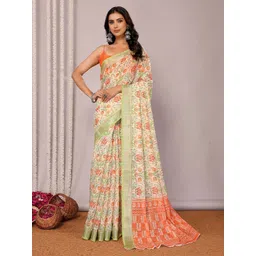 Janasya Floral Zari Linen Blend Ready to Wear Saree-picture-19