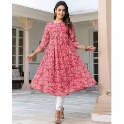 janasya Women Chiffon Floral Flared Kurta-picture-45