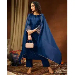 janasya Women Embellished Straight Kurta Pant Set With Dupatta-picture-13