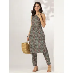 Janasya Women Ethnic Motifs Printed Regular Pure Cotton Kurta with Trousers-picture-39