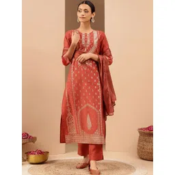 Janasya Women Ethnic Motifs Straight Kurta With Trousers & Dupatta-picture-28