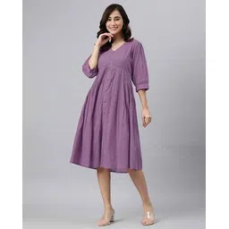 janasya Women Fit and Flare Midi Dress-picture-12