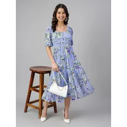 janasya Women Fit and Flare Purple Midi/Calf Length Dress-picture-35