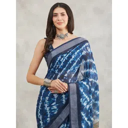 Janasya Women Indigo Tie & Dye Printed Saree-picture-13