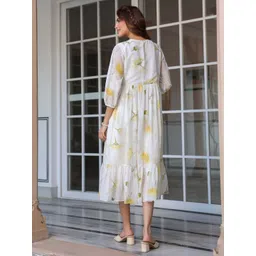 Janasya Women White Georgette Floral Printed Tiered Dress image 4