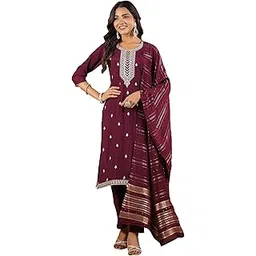 janasya Women's Chanderi Silk Embroidered Straight Kurta Set-picture-32