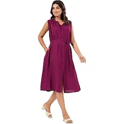 janasya Women's Rayon Solid A-line Dress-picture-36