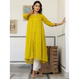 Janasya Yellow Solid Kurtas image 4