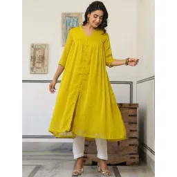 Janasya Yellow Solid Kurtas image 3