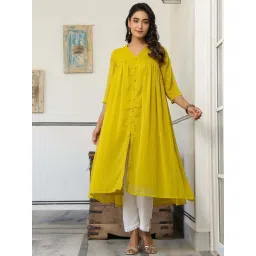 Janasya Yellow Solid Kurtas image 1