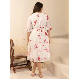 janasya Women Fit and Flare White Midi/Calf Length Dress image 3