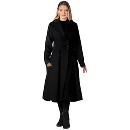 jangid fashion Winter Jacket for Women, Overcoat, Long Dress Coat, Full Sleeve Polyester Double Breasted Coat-Black-picture-28