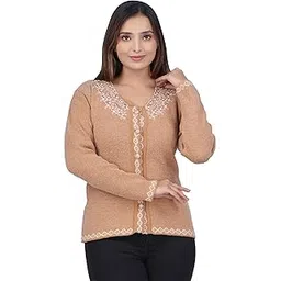 janiya Women's Button-Front Cardigan, Knitted with Floral Embroidery Neckline, Long Sleeves-picture-21
