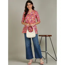 JANKHI Print Mandarin Collar Ethnic Top-picture-44