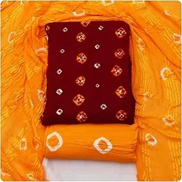 janki fabric Womens Pure Cotton Rajasthani Bandhani Unstiched Dress Material Salwar Suit Set With Dupatta Free Size-picture-43