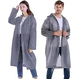 jankylabh EVA Waterproof Rain Coat Hooded Universal Outdoor Water Resistant Suit Portable Men Women Boys & Girls (Universal Size,2 Pc Grey)-picture-46