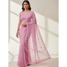 JANOI Embellished Embroidered Silk Blend Fusion Fashion Saree-picture-33