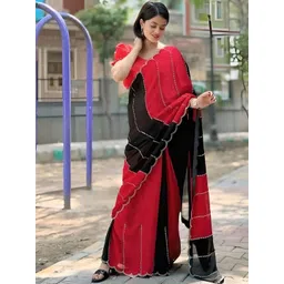 JANOI Embellished Sequinned Poly Georgette Saree image 5