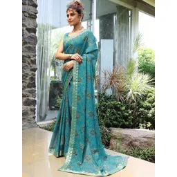 JANOI Ethnic Motifs Poly Georgette Designer Saree-picture-16