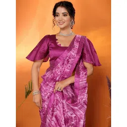 JANOI Floral Poly Georgette Designer Saree image 2