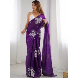 JANOI Floral Sequinned Poly Georgette Saree image 5