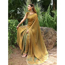 JANOI Poly Georgette Designer Saree image 4