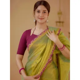 JANOI Sequinned Poly Georgette Designer Saree image 3