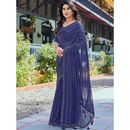 JANOI Striped Poly Georgette Saree-picture-20
