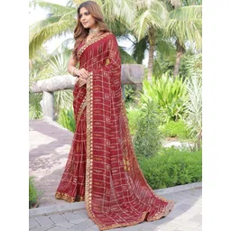 JANOI Woven Design Zari Poly Georgette Saree-picture-19